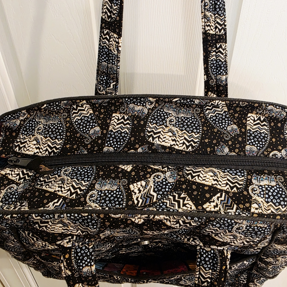 Laurel Burch Quilted Cat Print Large Tote Bag - Picture 5 of 14